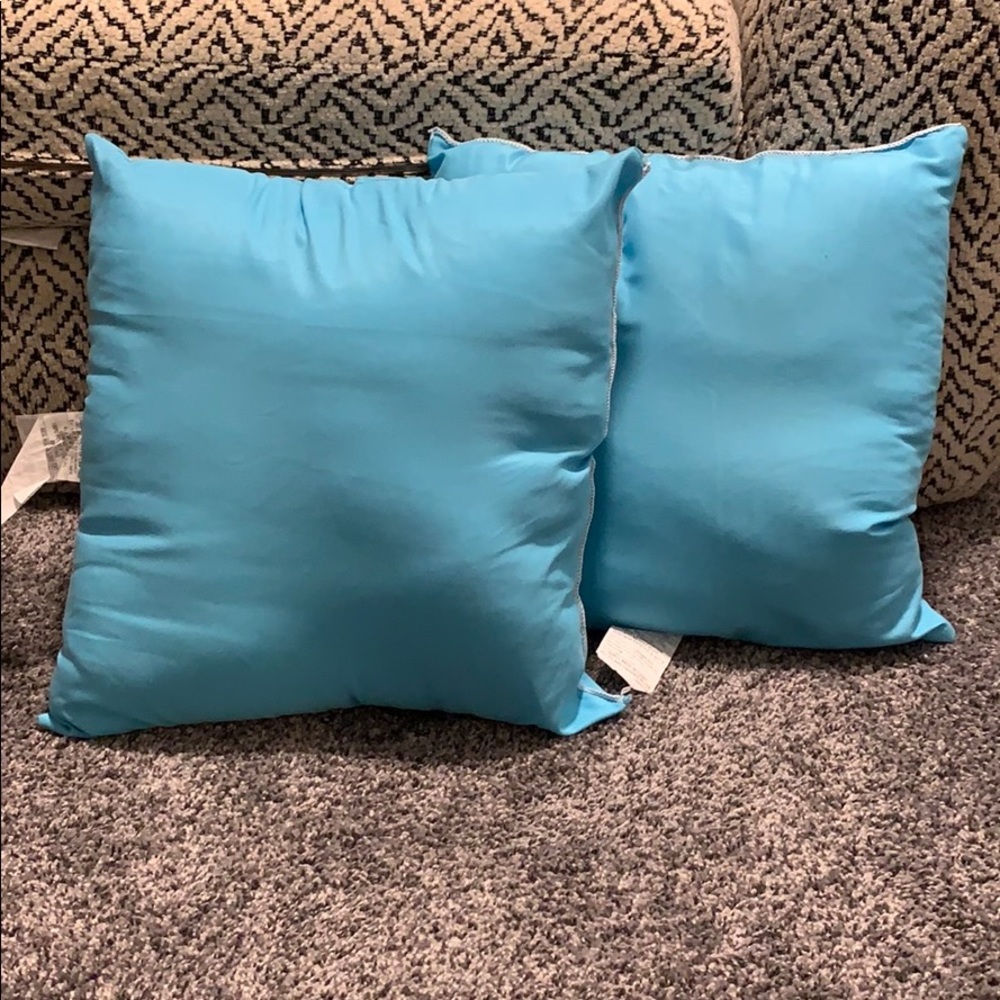 Aqua blue throw pillows